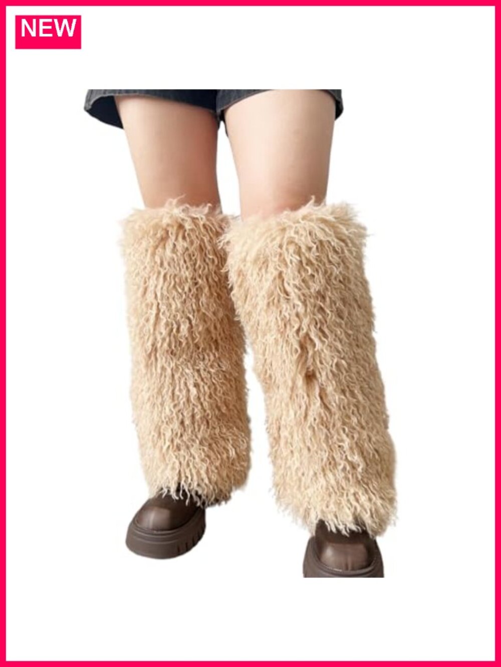 Knee High Fluffy Shag Faux Mongolian Fur Leg Warmers
